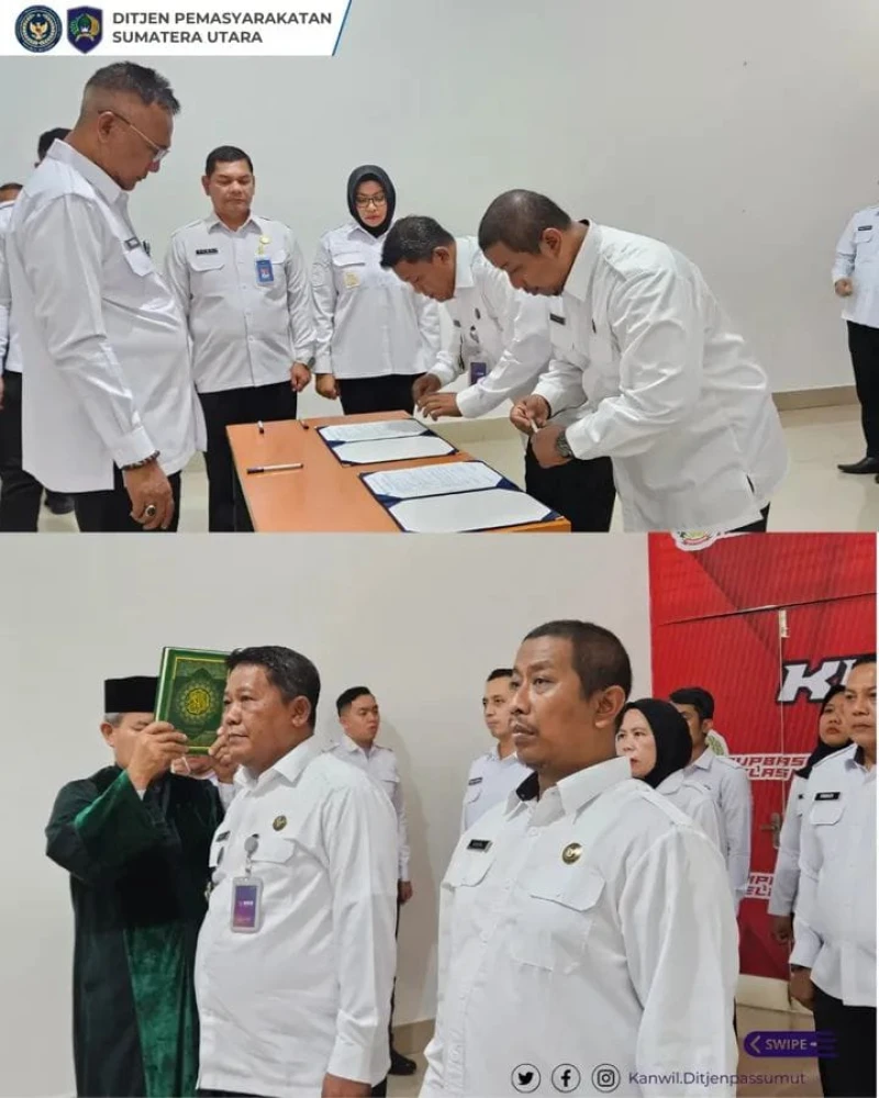 *Kakanwil Ditjenpas Sumut Pimpin Pelantikan dan Pengambilan Sumpah Jabatan Manajerial di Lingkungan Kanwil Pemasyarakatan Sumatera Utara* - TajamNews