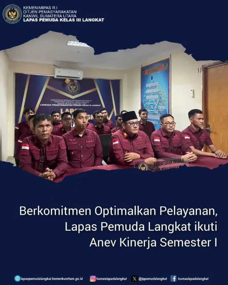 *Berkomitmen Optimalkan Pelayanan, Lapas Pemuda Langkat ikuti Anev Kinerja Semester I* - www.tajamnews.co.id