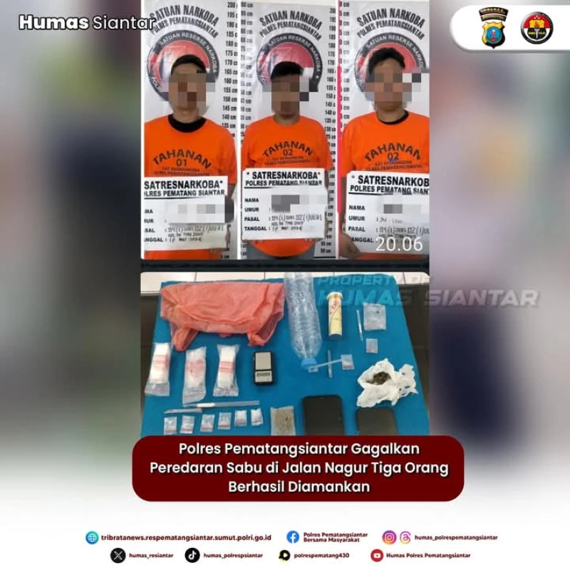 Polres Pematangsiantar Gagalkan Peredaran Sabu di Jalan Nagur Tiga Orang Berhasil Diamankan - TajamNews