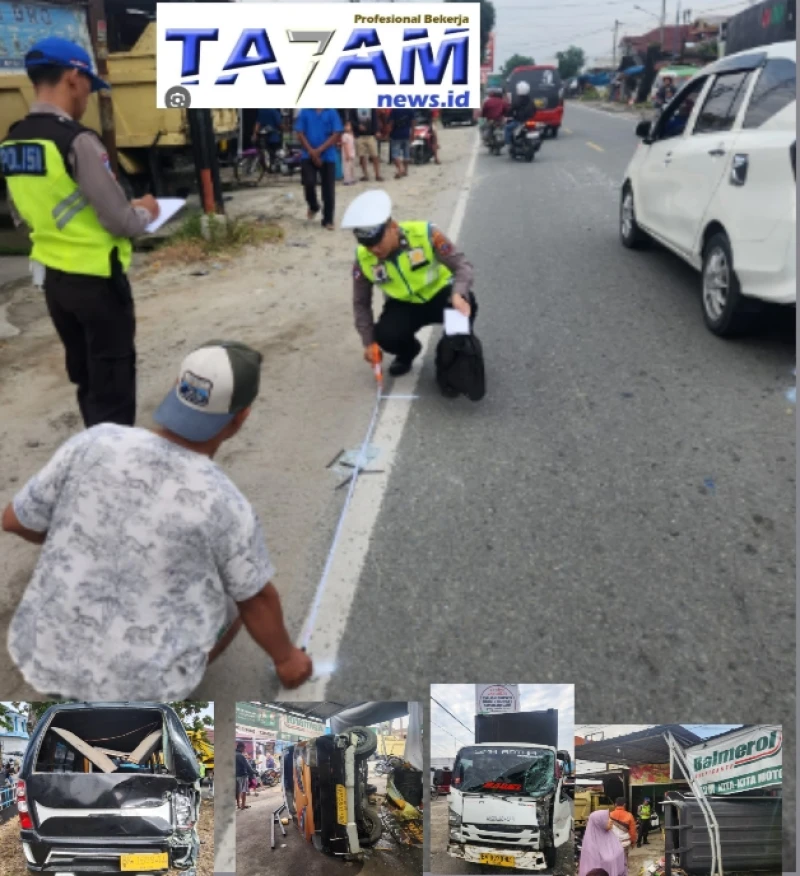 *Kecelakaan Beruntun Di Jalan Medan Sat lantas Polres Simalaungun gerak cepat Lakukan olah TKP.* - www.tajamnews.co.id