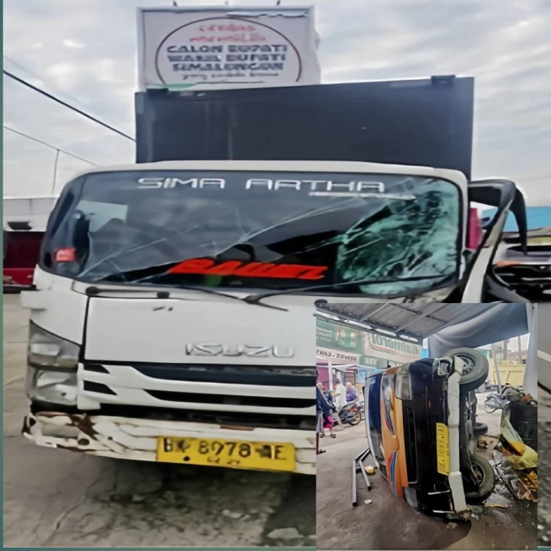 Bobil box sundul Sinar Beringin hingga Terguling di Sinaksak - www.tajamnews.co.id