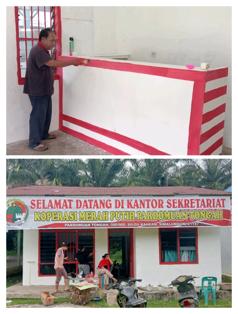 *Renovasi Kantor Koperasi Merah Putih Pardomuan Tongah Dilaksanakan Secara Gotong Royong* - TajamNews
