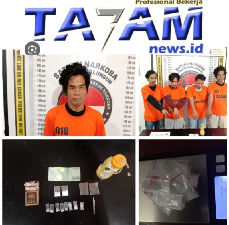 *Sat Narkoba Polres Simalungun Berhasil bekuk Empat tersangka   Pelaku pengedar dan penyalagunaan Narkoba  dalam Operasi Dini Hari* - TajamNews