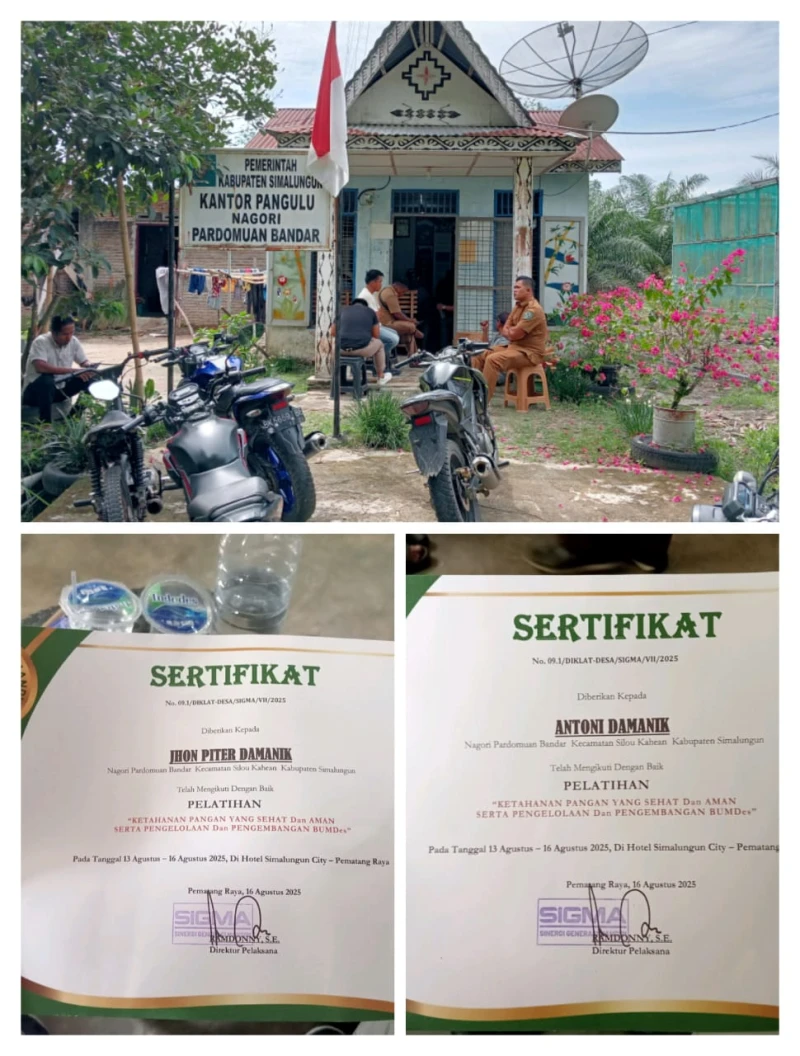 *Pernyataan Pangulu Pardomuan Bandar Dipertanyakan: Klaim BUMNag Belum Terbentuk,  2 Warga Sudah Miliki Sertifikat Pelatihan* - TajamNews