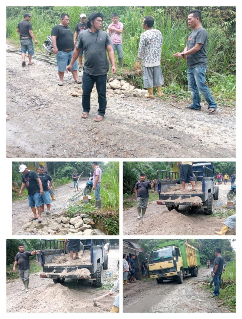 *Pangulu Nagori Tani Bersama Perangkat Gelar Gotong Royong Perbaiki Jalan Protokol Silou Kahean* - TajamNews