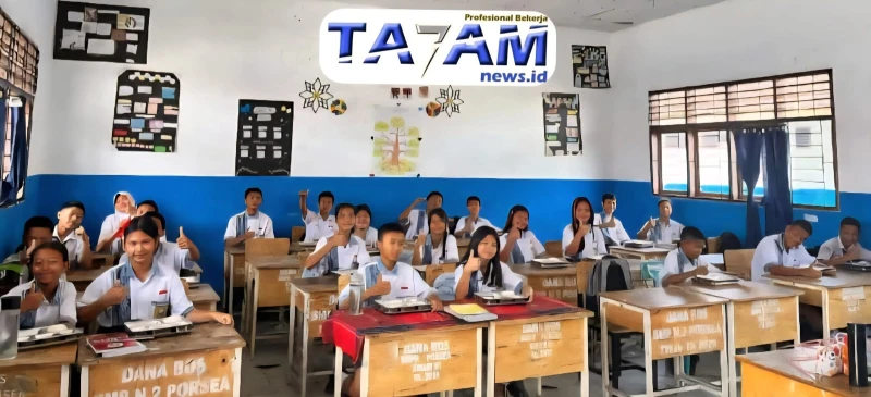 515 Siswa SMPN 2 Porsea Nikmati Program Makan Bergizi Gratis Perdana - TajamNews