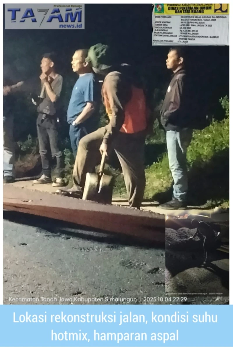 Bobrok! Aspal Suhu Rendah Dan Hujan Deras, Olim Dan Agus Masa Bodoh. Diduga Restu Bupati Anton Saragih. - TajamNews
