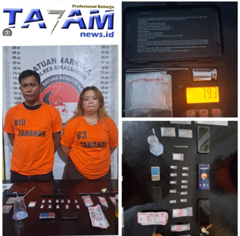 Pasangan Kekasih Pengedar Sabu, di bekuk Sat Narkoba Polres Simalungun dan Amankan 7,93 Gram Barang Bukti. - TajamNews