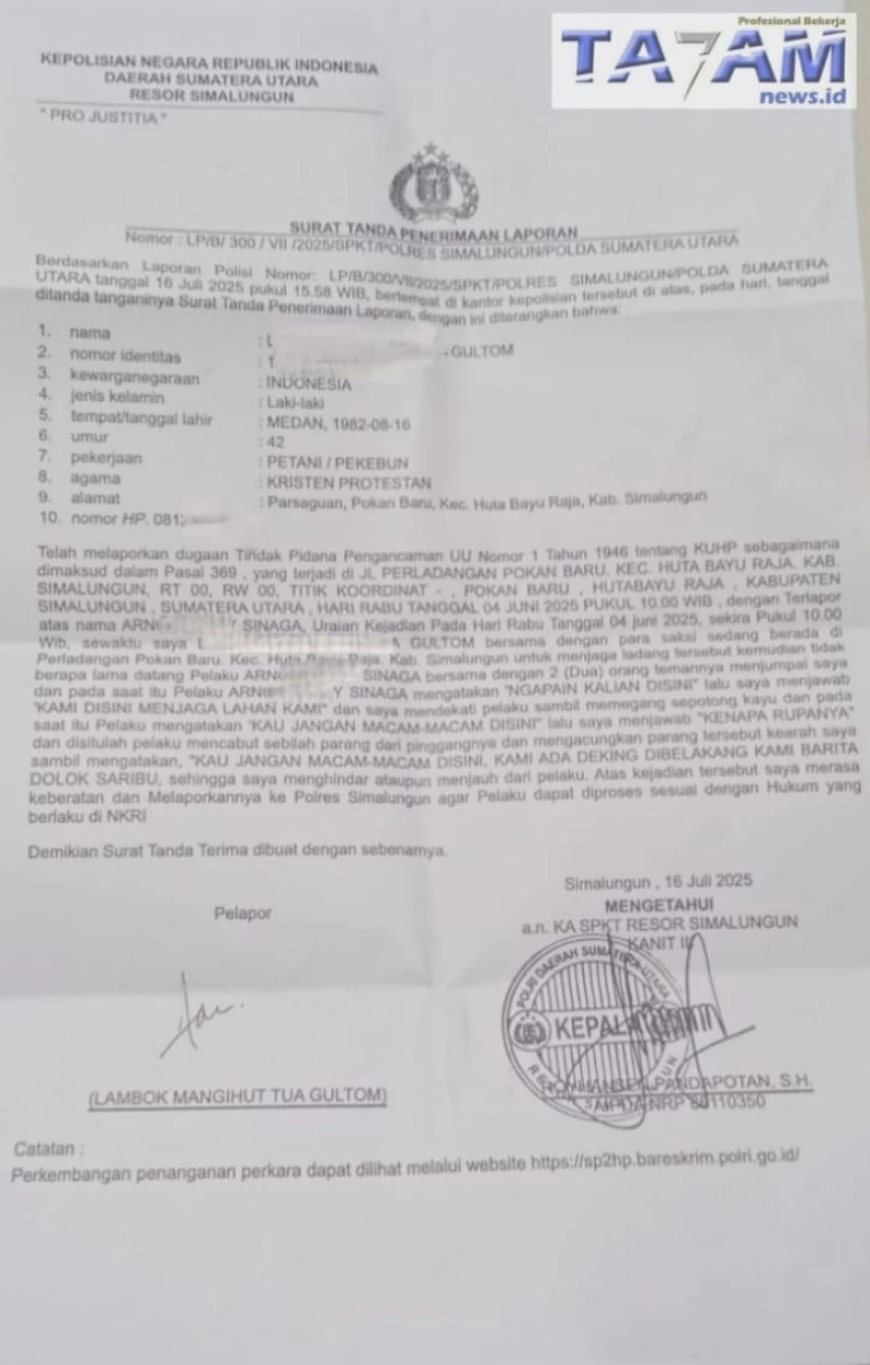 Khawatir Pengancaman Dengan Sajam Terulang Kembali, Korban Ungkap Kekecewaan Atas Lamban nya Penegakan Hukum Di Polres SML. - TajamNews