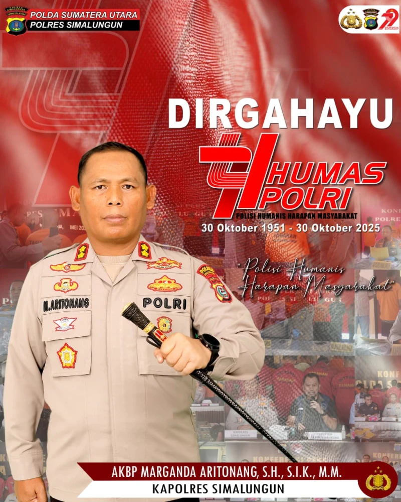 Kapolres Simalungun Ucapkan Selamat Hari Jadi Ke-74 Humas Polri, Usung Tema "Polisi Humanis Harapan Masyarakat" - TajamNews