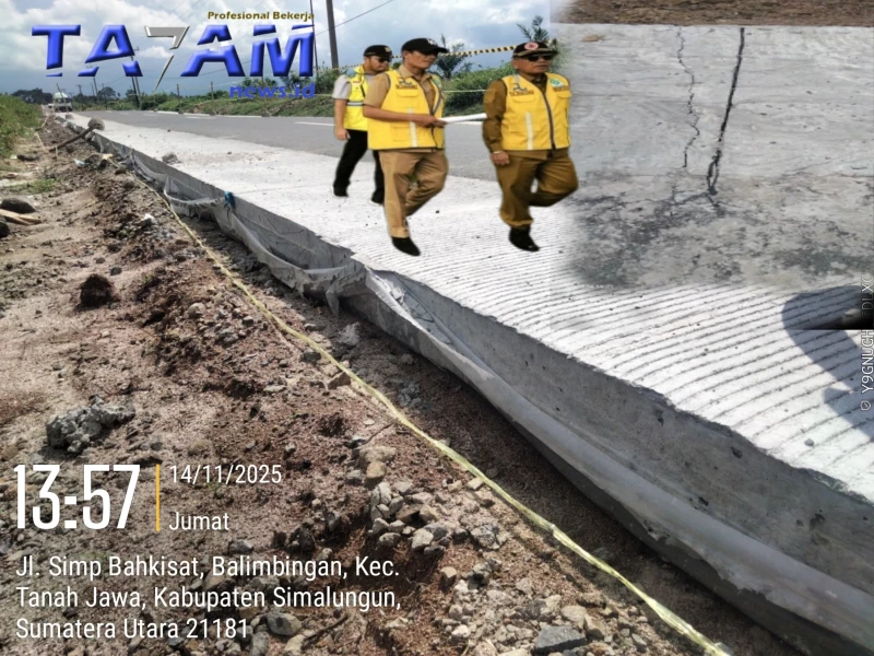 Selesai Disidak Bupati Simalungun, Sudah ’Patah’ Dibeberapa Titik. Kadis PUTR Cuek. - TajamNews