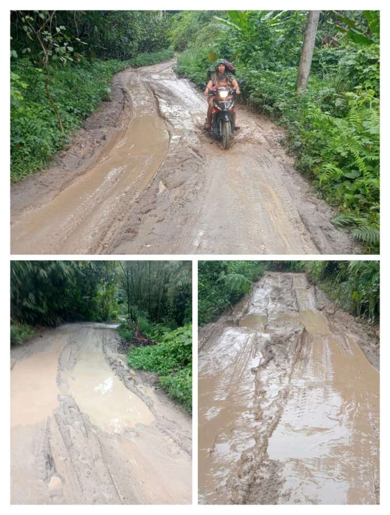*Ruas Jalan Penghubung Nagori Simanabun–Dolok Saribu Bangun Berlumpur, Pengendara Terancam Keselamatan* - TajamNews