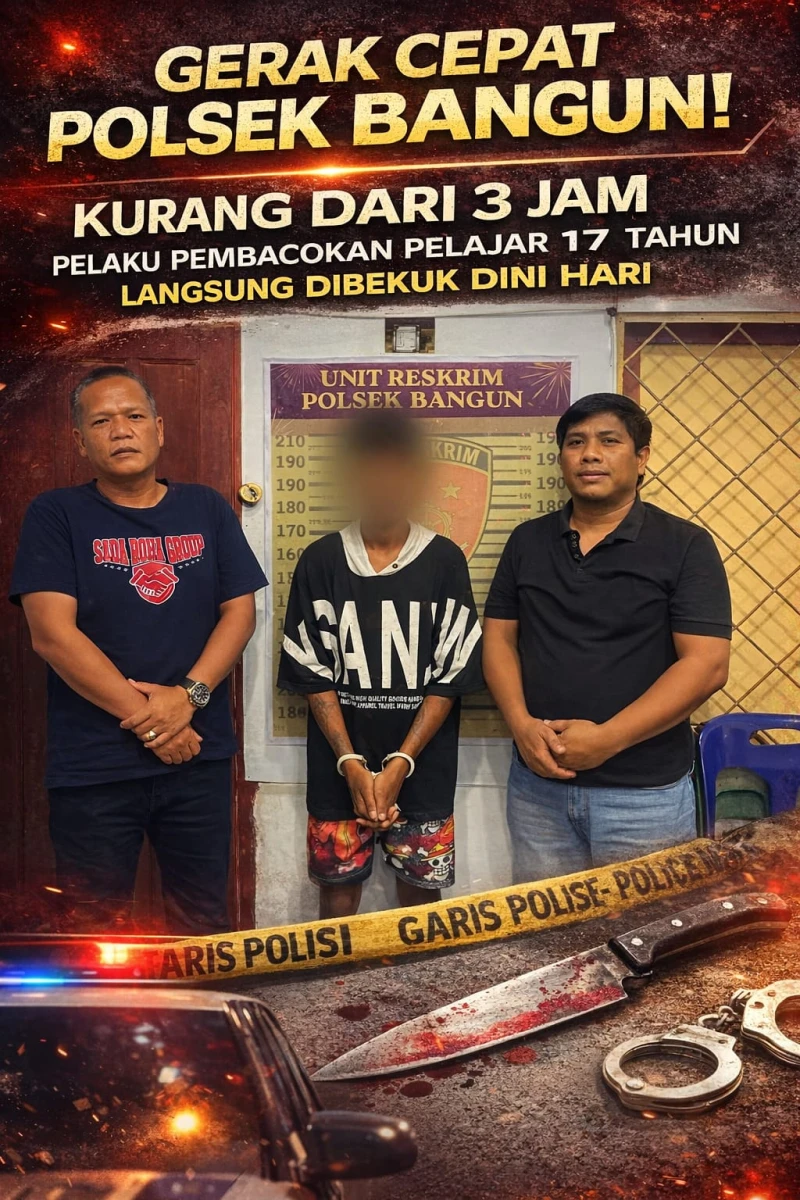 Gerak Cepat Polsek Bangun! Kurang dari 3 Jam Pelaku Pembacokan Pelajar 17 Tahun Langsung Dibekuk Dini Hari - TajamNews