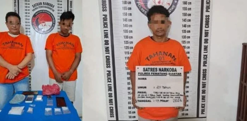 SATNARKOBA POLRES PEMATANGSIANTAR TANGKAP 5 PENGEDAR S4BU, TERMASUK RESIDIVIS - TajamNews