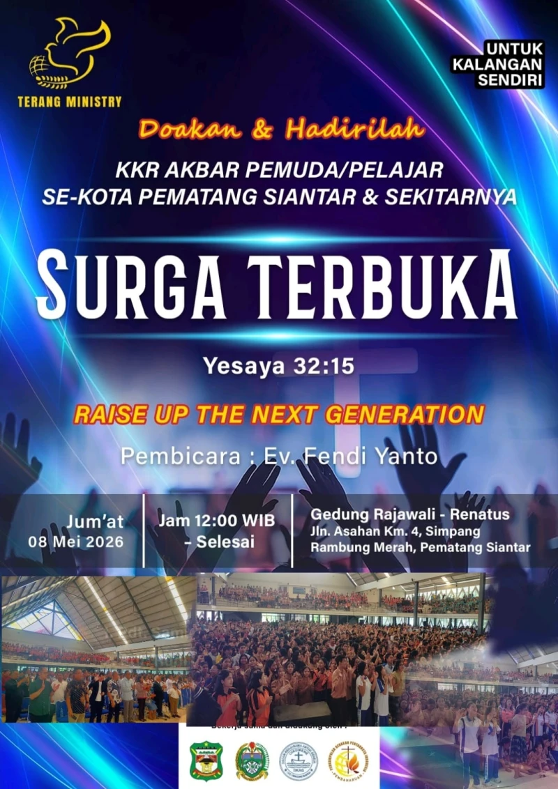 P.Siantar Berkumandang :  Ribuan Peserta Hadiri KKR Akbar ‘Surga Terbuka’, Usung Misi Transformasi Karakter - www.tajamnews.co.id