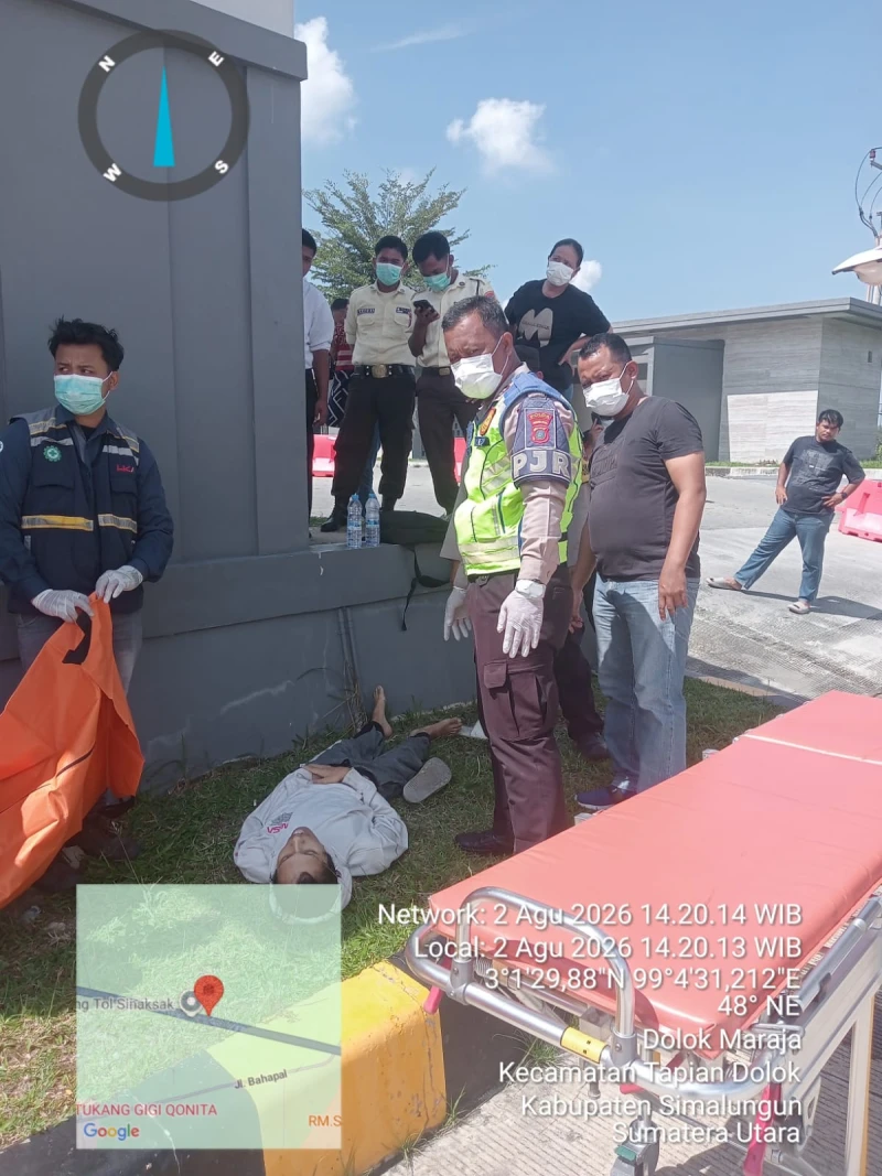 Penumpang Bus Meninggal Mendadak di Pintu Tol Sinaksak, Polsek Dolok Batu Nanggar Gerak Cepat Olah TKP - TajamNews