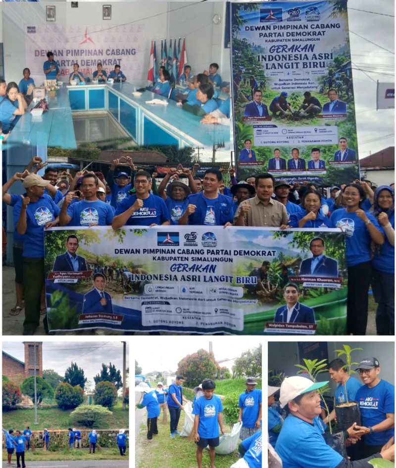 Sambut HUT Ke-25, DPC Partai Demokrat Simalungun Gelar Gotong Royong Bertajuk Gerakan Indonesia ASRI Langit Biru - TajamNews