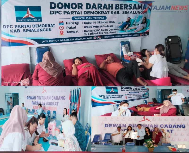 Peduli Kemanusiaan, DPC Demokrat Simalungun Gelar Bakti Sosial Donor Darah Di Kantor DPC. - TajamNews