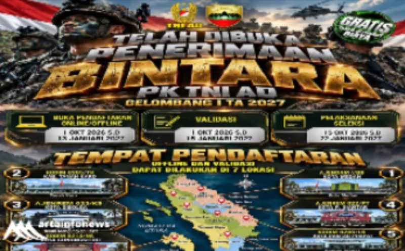 Penerimaan Bintara PK TNI AD Gelombang I TA 2027 Dibuka, Cek Daftar Onlinenya Disini - TajamNews