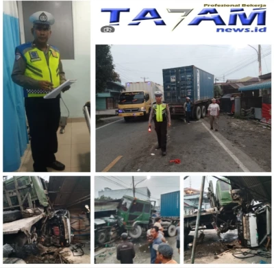 Polres Simalungun Tangani Kecelakaan Beruntun Dini Hari: Truk Tabrak Minibus dan Rumah Warga, 7 Korban Luka Ringan - www.tajamnews.co.id