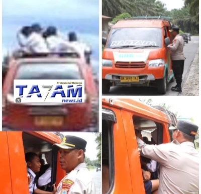 Kapolres Simalungun Beri teguran Langsung kepada Supir Angkot yang menaikan sewa, Siswa di Atas Capmobil - www.tajamnews.co.id