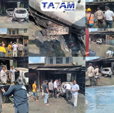 Satu Unit Mobil Hangus Terbakar, Polri dan Warga Sigap Padamkan Api di Sei Rampah - www.tajamnews.co.id