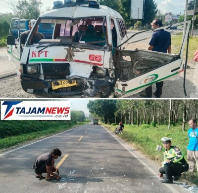 Satlantas Polres Simalungun gerak cepat Tangani kecelakaan Sebuah Mobil Penumpang Tabrak Pick Up yang lagi Berhenti, - www.tajamnews.co.id